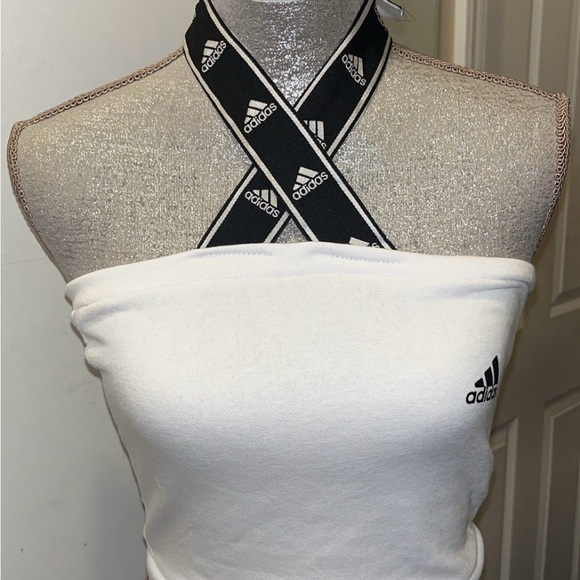 Adidas White Tube Top with Black Cross Straps - Picture 1 of 3